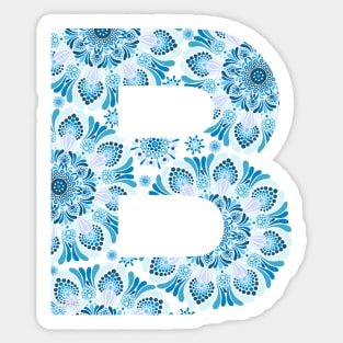 Mandala Letter Capital B Blue Sticker